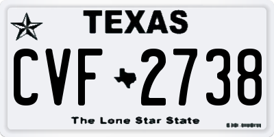 TX license plate CVF2738