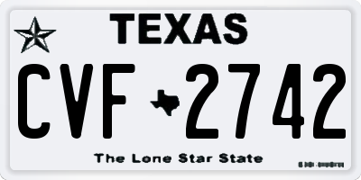 TX license plate CVF2742