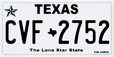 TX license plate CVF2752