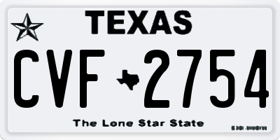 TX license plate CVF2754