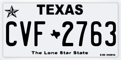 TX license plate CVF2763