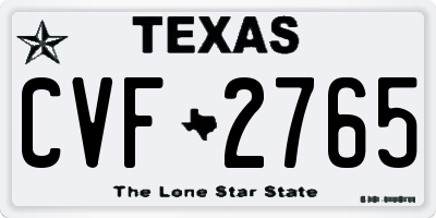 TX license plate CVF2765