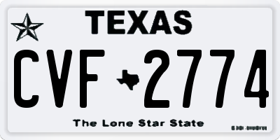 TX license plate CVF2774