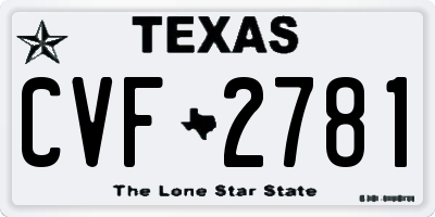TX license plate CVF2781