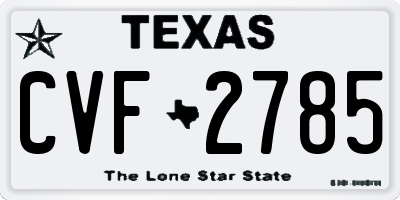 TX license plate CVF2785