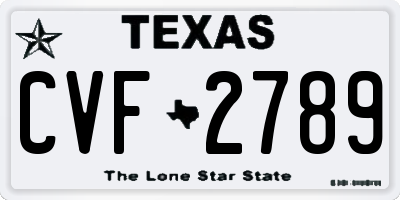 TX license plate CVF2789