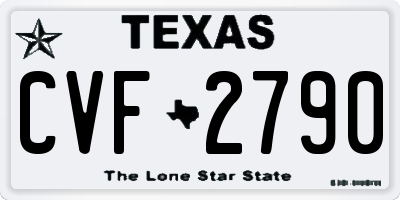 TX license plate CVF2790