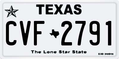 TX license plate CVF2791