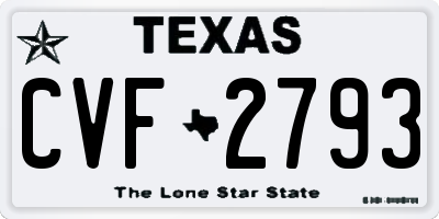 TX license plate CVF2793