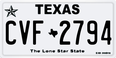 TX license plate CVF2794
