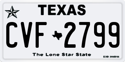 TX license plate CVF2799