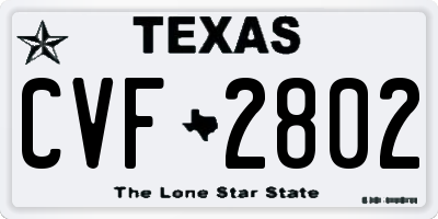 TX license plate CVF2802