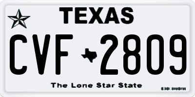 TX license plate CVF2809
