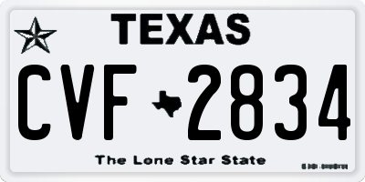 TX license plate CVF2834
