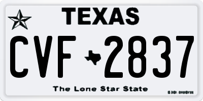 TX license plate CVF2837