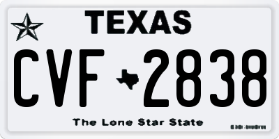 TX license plate CVF2838