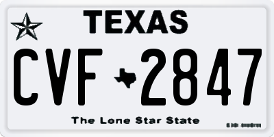 TX license plate CVF2847