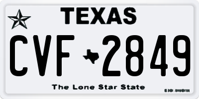 TX license plate CVF2849