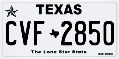 TX license plate CVF2850