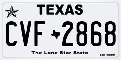 TX license plate CVF2868