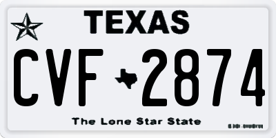 TX license plate CVF2874