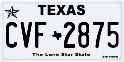 TX license plate CVF2875