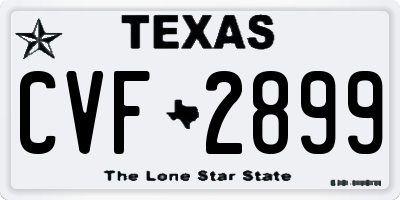 TX license plate CVF2899