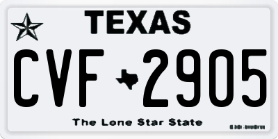 TX license plate CVF2905