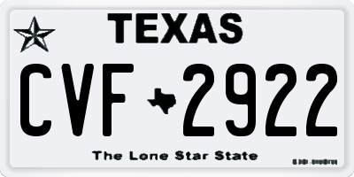TX license plate CVF2922