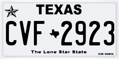 TX license plate CVF2923