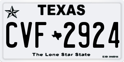 TX license plate CVF2924