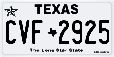 TX license plate CVF2925