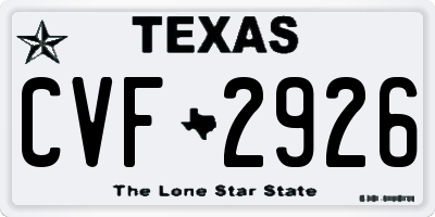 TX license plate CVF2926