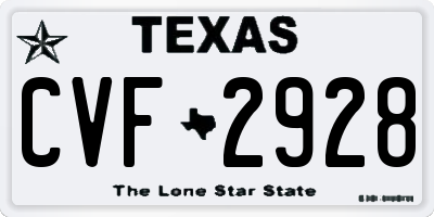 TX license plate CVF2928