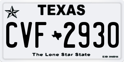 TX license plate CVF2930