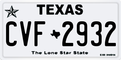 TX license plate CVF2932