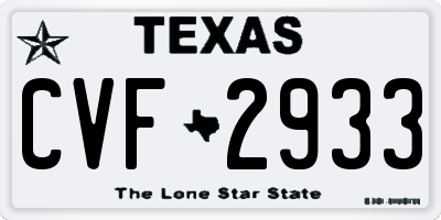 TX license plate CVF2933