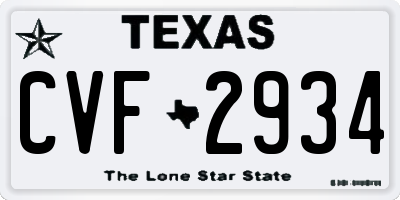 TX license plate CVF2934