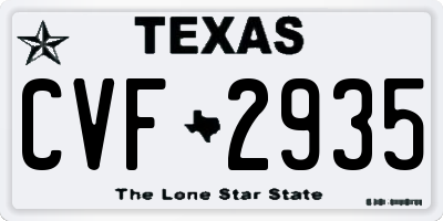 TX license plate CVF2935