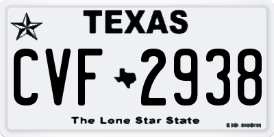 TX license plate CVF2938