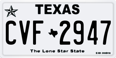 TX license plate CVF2947