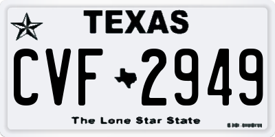 TX license plate CVF2949