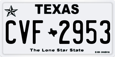 TX license plate CVF2953