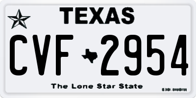 TX license plate CVF2954