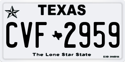 TX license plate CVF2959