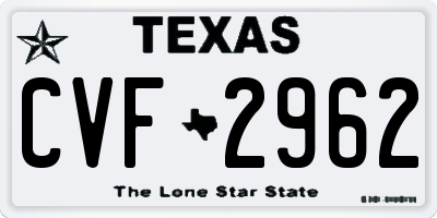 TX license plate CVF2962