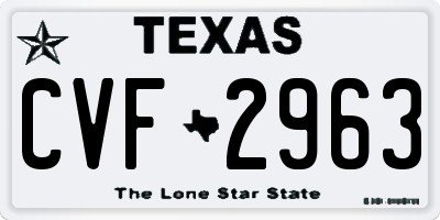 TX license plate CVF2963