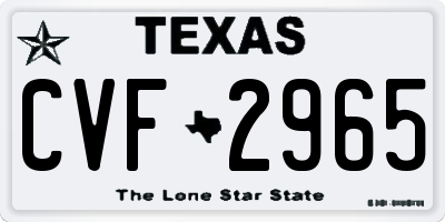 TX license plate CVF2965