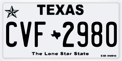 TX license plate CVF2980