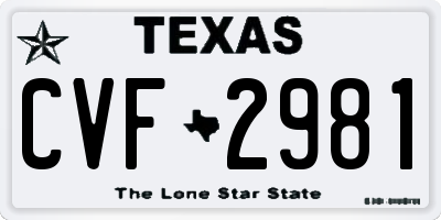 TX license plate CVF2981